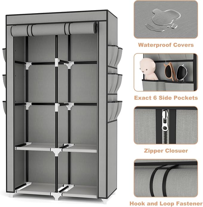 VTRIN Portable Closet Wardrobe for Hanging Clothes - Image 4