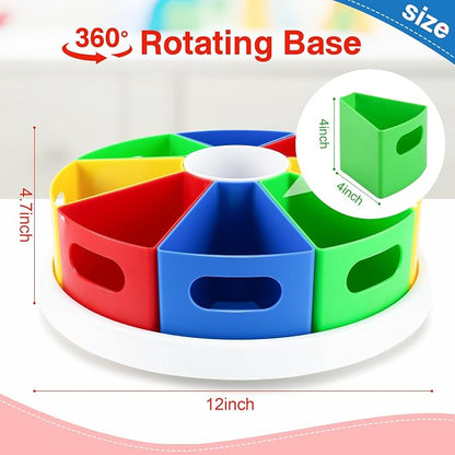360 Degree Rotating Kids Desk Organizer, Colorful Art Supply Storage and - Image 4