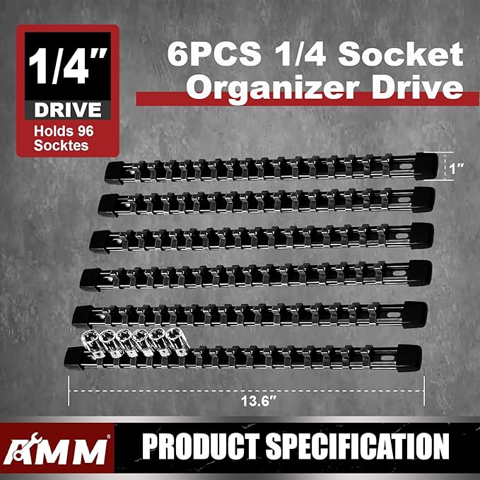 AMM 6-Piece Socket Organizer，1/4 inch Drive ABS Tools-Socket Holder，Heavy Duty - Image 2