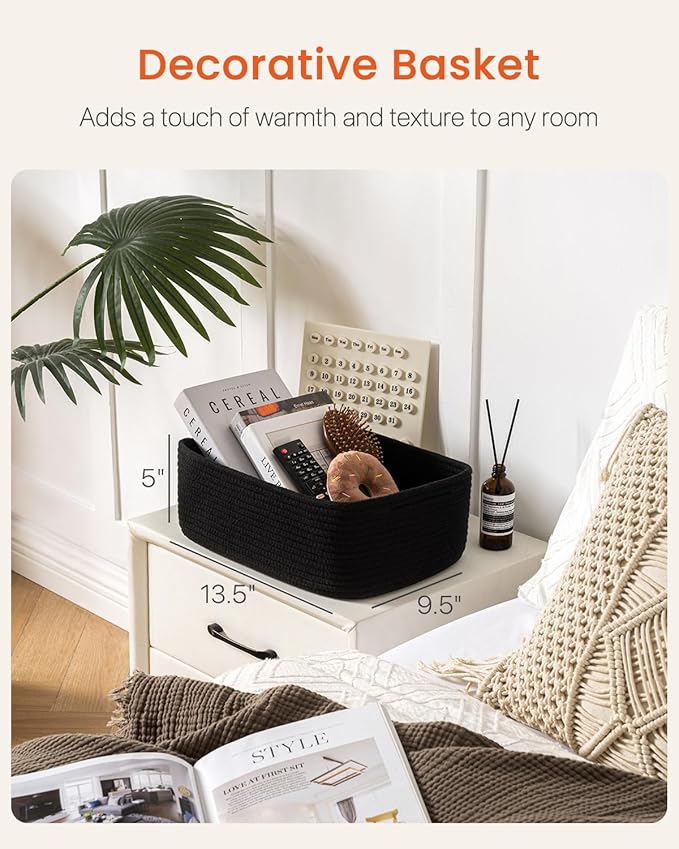 Small Woven Basket, 13.5 x 9.5 x 5 Inches, Storage Basket - Image 2