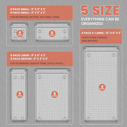 Large Clear Plastic Drawer Organizer 28 Pack - Image 2
