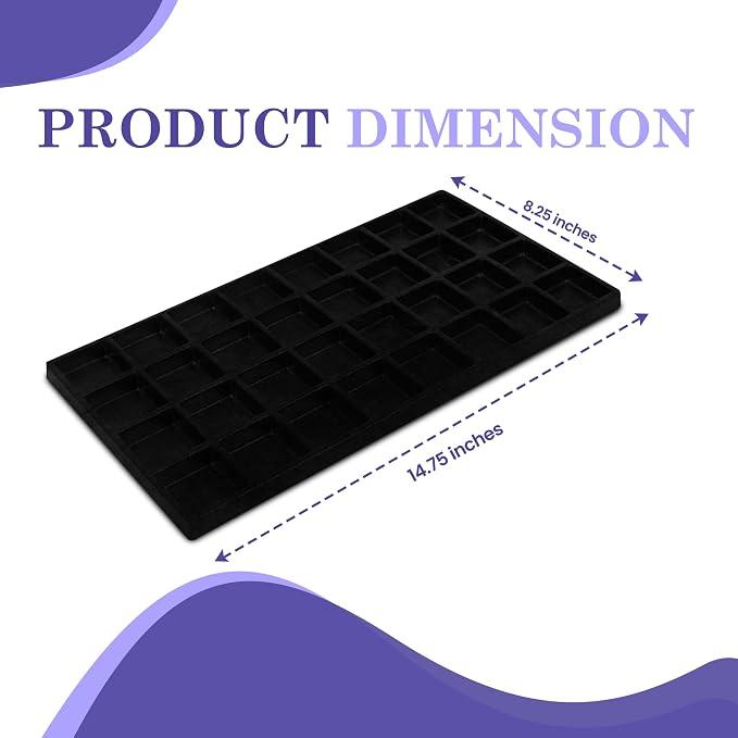 Novel Box 5 Pack 32-Slot Black Liner Jewelry Storage Tray Inserts 14.75x8.25x1 - Image 2