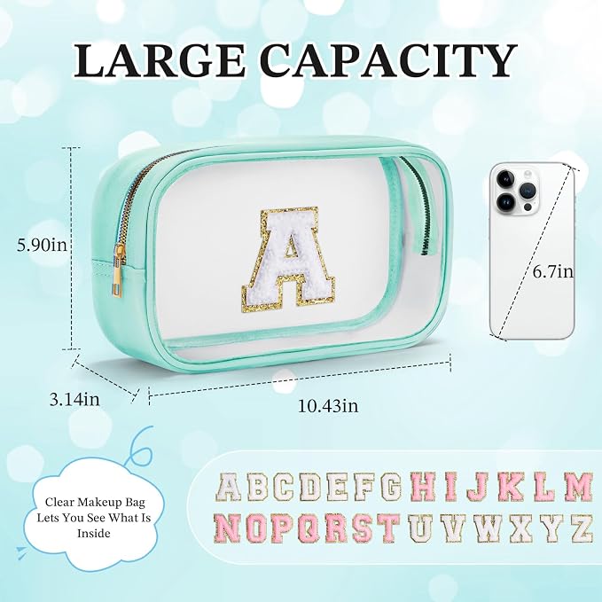 YOOLIFE Initial Clear Makeup Bag | Travel Clear Makeup Bag | Travel Beach - Image 5