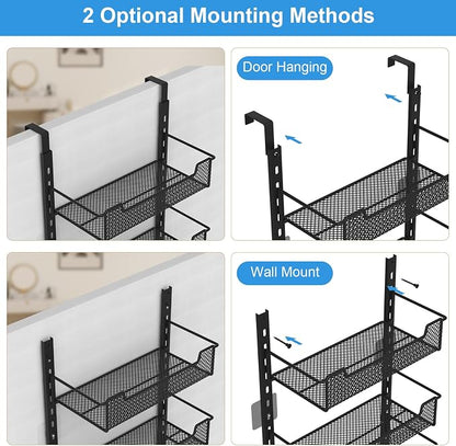 12.3" W Narrow Over the Door Pantry Organizer, 6-Tier Over the Door Organizer - Image 5