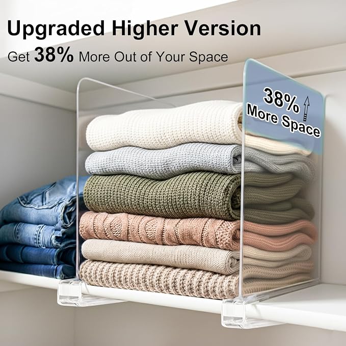 Shelf Dividers Purse Organizer for Closet: 11-inch Tall Acrylic Sweater - Image 2