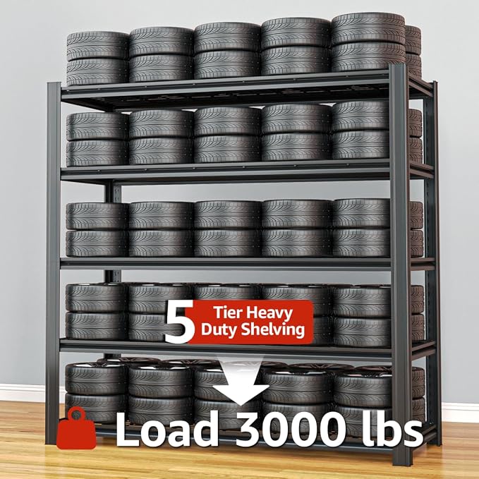 55.12" W Father&I 5-Shelf Industrial Adjustable Heavy-Dudy Tall Metal Steel - Image 7