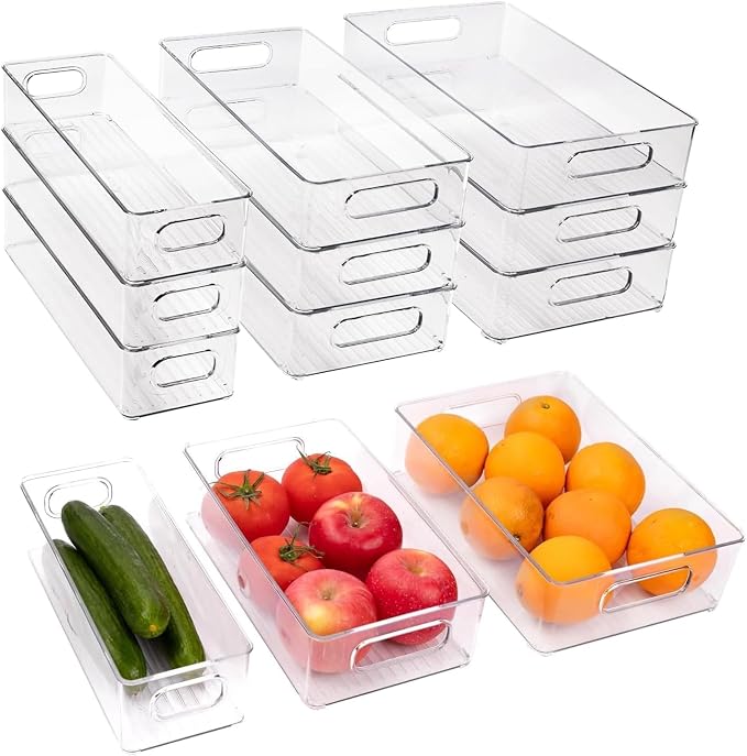 9 Pack Refrigerator Organizer Bins, 3 Sizes Clear Pantry Storage by ZHOHO+TANT
