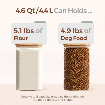 ComSaf 4.6Qt Glass Food Storage Containers, 1.2 Gallon Glass Flour and Sugar - Image 3