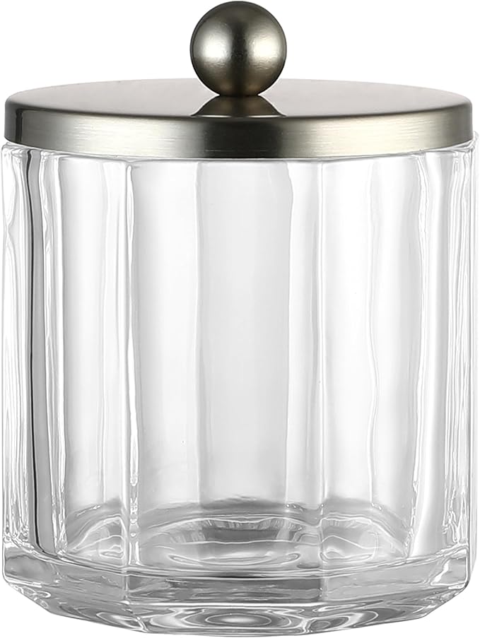 Clear Transparent Apothecary Octagional Shaped Glass Canister Jar by IndecorHome