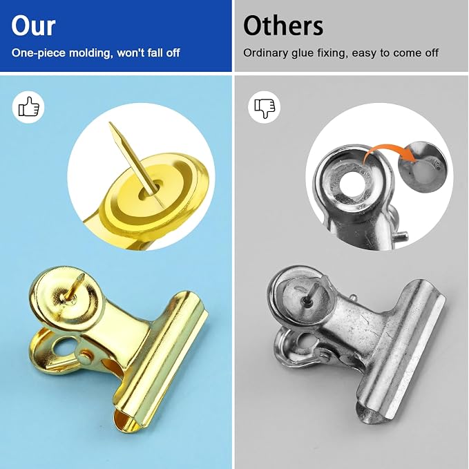 30 Pieces Push Pins Clips Gold Thumb Tacks - Image 4