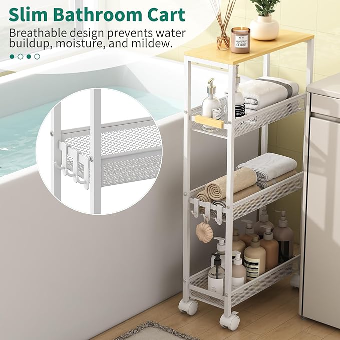 TIPGO Utility Slim Storage Cart, 4 Tier Rolling Cart - Image 9