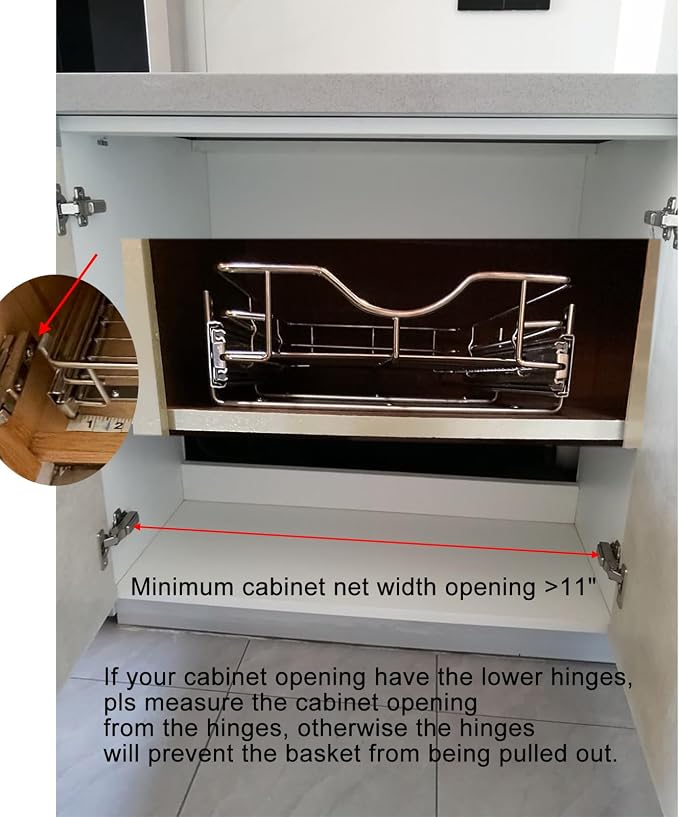 DINDON Pull Out Cabinet Organizer, Heavy-Duty Metal Sliding Drawer Shelf - Image 3