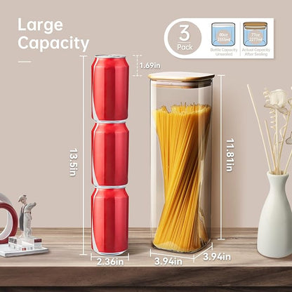Square Glass Jars with Bamboo Lids 79 FL OZ, Glass Canisters with Airtight Lid - Image 2