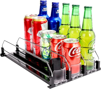 Drink Dispenser for Refrigerator, Self-Pushing Soda Can Organizer for Fridge by BingoHive
