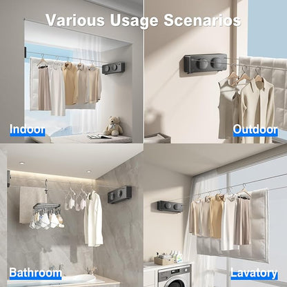 Retractable Clothesline Indoor, Non-Sagging Twin Clothes Line Retracting - Image 5