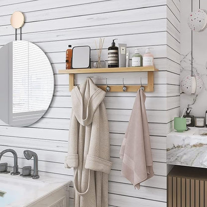 SMIBUY Coat Hooks with Shelf Wall-Mounted, 29.2 Inch Entryway Coat Rack - Image 3