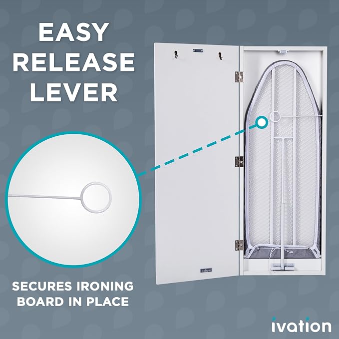 Ivation Wall-Mounted Ironing Board Cabinet, Foldable Ironing Storage Station - Image 3