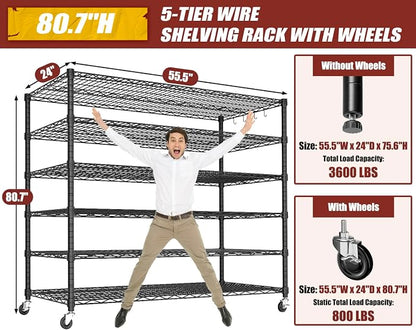 PrimeZone 6 Tier 80.7" H x 55.5" W x 24" D Wire Shelving - Image 3