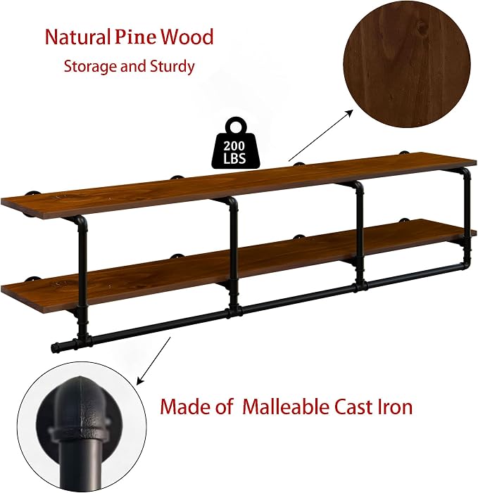 Wall Mounted Clothes Rack 12 Inch Deep, 72 Inch Heavy Duty Garment Rack - Image 7