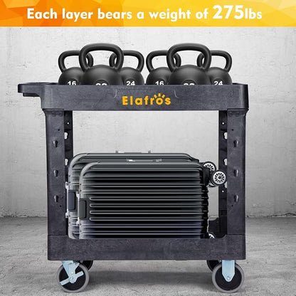 ELAFROS Heavy Duty Plastic Utility Cart 34 x 17 Inch - Image 6