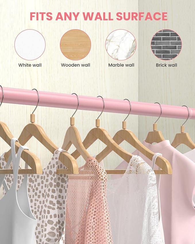 Closet Rods for Hanging Clothes, 17 to 84 Inches Stepless Adjustable Metal - Image 8