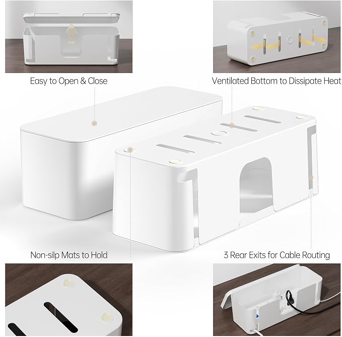 YECAYE 2 Pack Cable Management Box, Pet Friendly Cable Box Organizer - Image 7