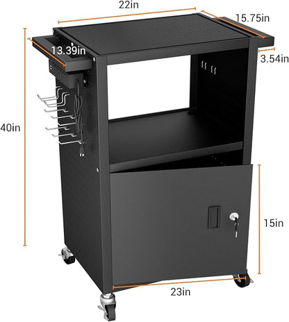 Mobile AV Cart with Push Handles, Heavy Duty Rolling Media Cart with Customized - Image 2