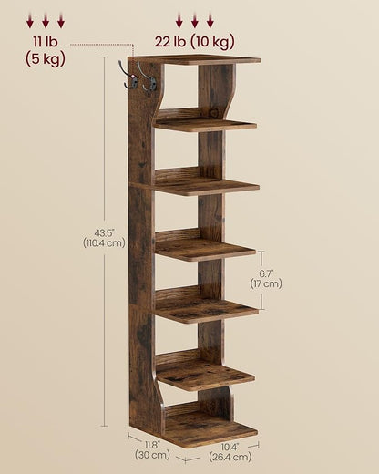 VASAGLE 7-Tier Vertical Shoe Rack, Narrow Shoe Storage Organizer - Image 3