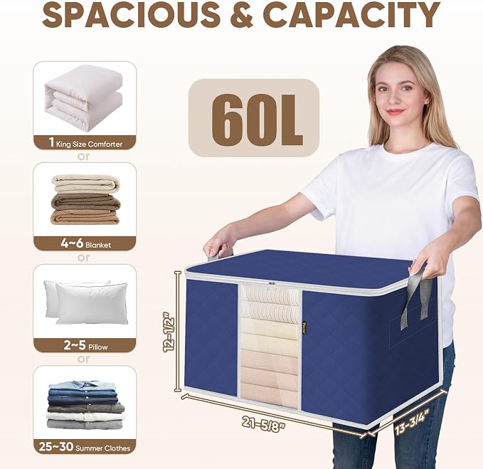 BALEINE 6 Pack Clothes Storage Bags, 16 Gallon Storage Containers - Image 3