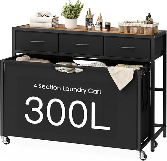 Laundry Sorter, Rolling Laundry Hamper by FIONESO