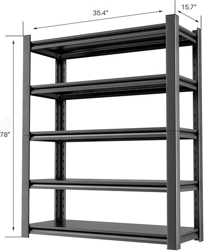 Heavy Duty Storage Shelves 5-Tier Adjustable Garage Shelving Unit, Strong Metal - Image 2