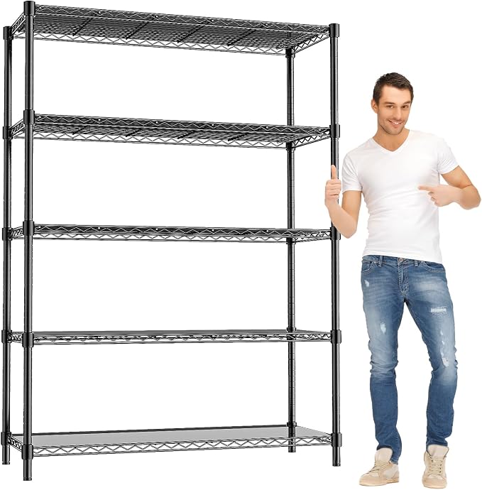 48" W Storage Shelves 5-Tier Wire Shelving, 1875LBS Adjustable Metal Shelving by RackBro