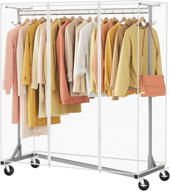 Hoctieon Z Clothes Rack with Cover, Metal Heavy Duty Clothing Rack, Rolling by Hoctieon