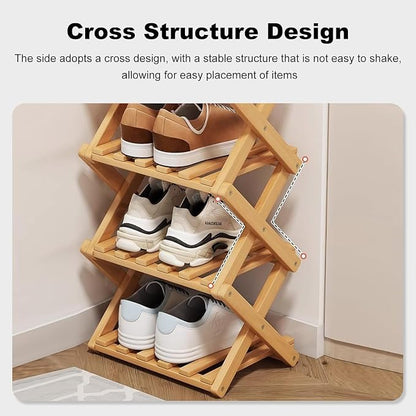 YYW Bamboo Shoe Rack for Entryway, Free Free Standing Shoe Racks Shelf Closet - Image 6