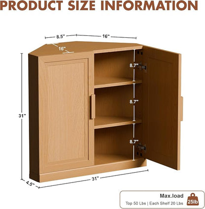 Casaphoria Farmhouse Corner Cabinet, Wooden Corner Storage Cabinet - Image 2