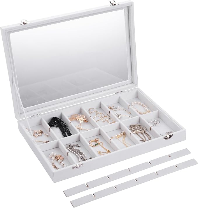 Frebeauty Velvet Jewelry Tray, 24 Grid Jewelry Organizer - Image 5