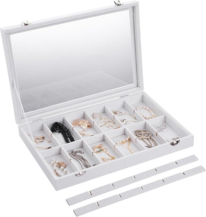 Frebeauty Velvet Jewelry Tray, 24 Grid Jewelry Organizer - Image 5