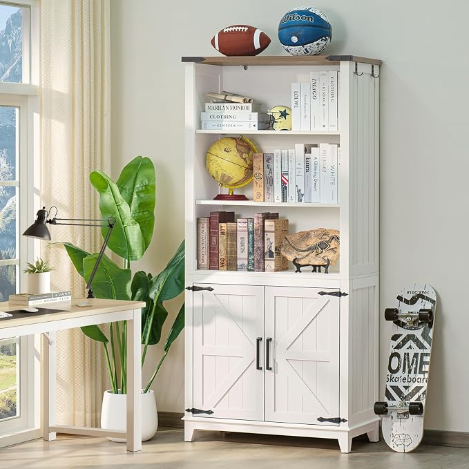 70in Tall Bookshelf 5 Tier Bookcase - Image 4