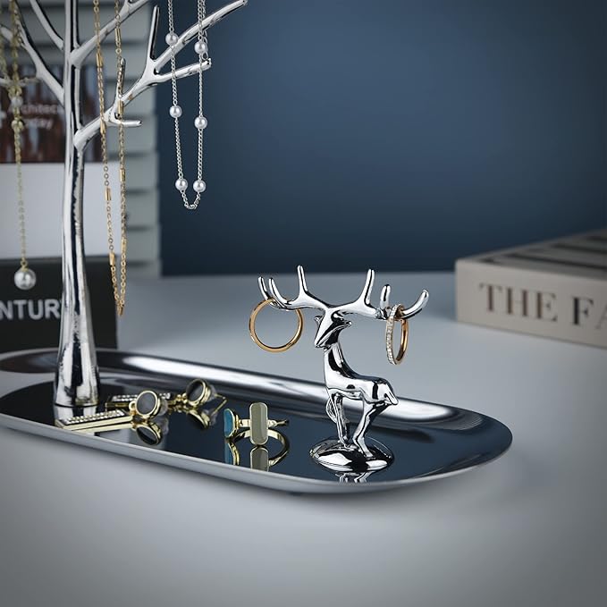 MORE&LESS Tree and Deer Jewelry Rack, - Image 4