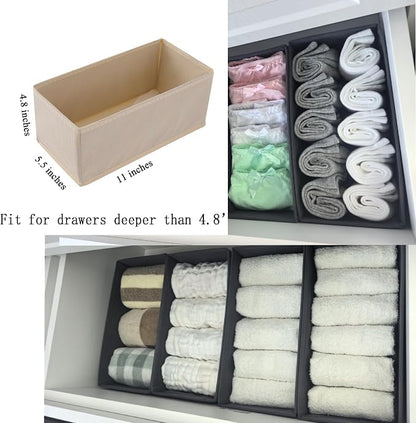 Socks Drawer Organizer Set of 3 Pack Beige, Closet Cabinet Dresser Wardrobe - Image 2