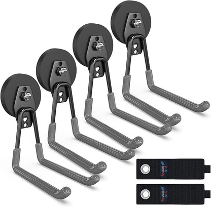 3-H Heavy Duty Magnet Garage Hooks 4 Pack, Extra Large Strong Magnetic Hooks by 3-H