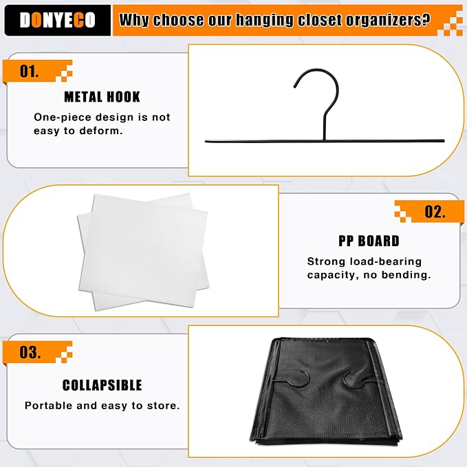 Hanging Closet Organizer and Storage 6-Shelf, Easy Mount Foldable Hanging - Image 6