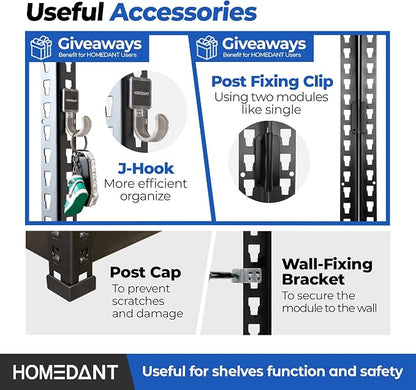 HOMEDANT 5-Tier Laminated Boltless Heavy Duty Metal Shelving Unit Adjustable - Image 5