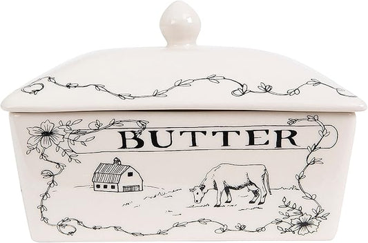 Creative Co-Op Country Stoneware Butter Dish by CreativeCo-Op