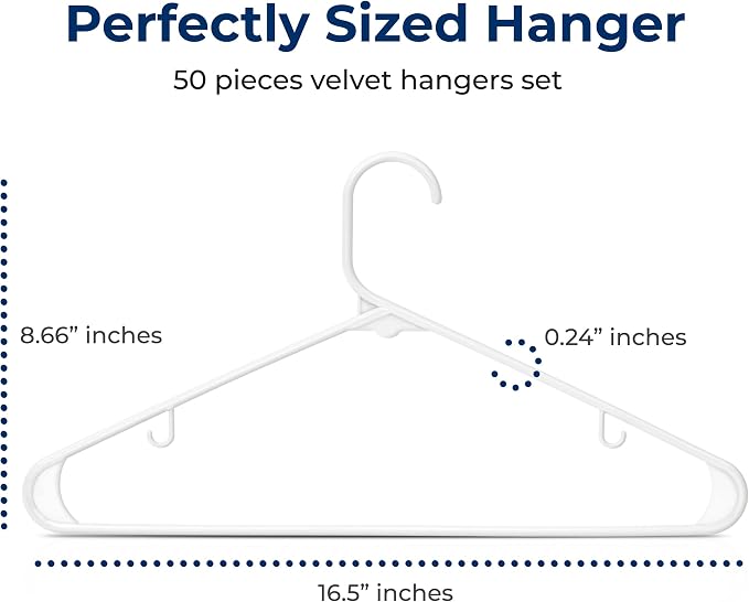 SereneLife 50 Pack Plastic Hangers, Space-Saving Closet Organizers, Durable and - Image 3