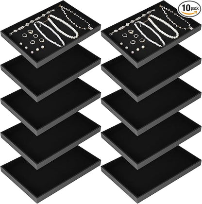 10 Pcs Velvet Stackable Jewelry Tray Showcase Display Jewelry Organizer Tray by Unknown
