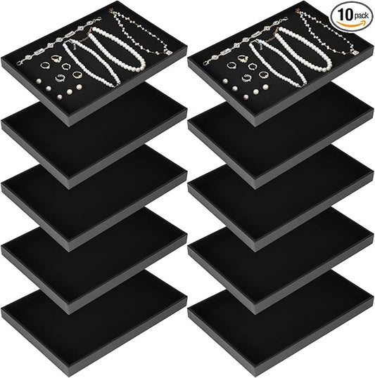 10 Pcs Velvet Stackable Jewelry Tray Showcase Display Jewelry Organizer Tray by Unknown