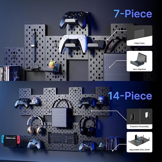 PEGZONE Controller and Headphone Holder Wall Mount, Modular Gaming Pegboard - Image 3