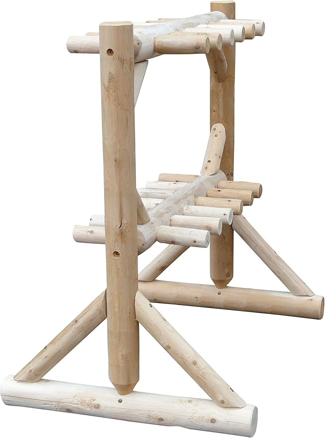 11-Place Freestanding Log Ski Rack Holder, Indoor & Outdoor Snowboard Racks - Image 8
