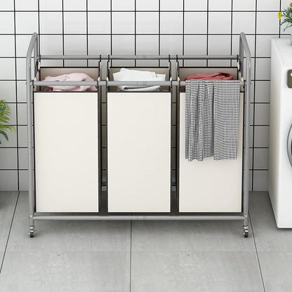 LINZINAR 3-Bag Laundry Sorter, Laundry Hamper Cart - Image 2